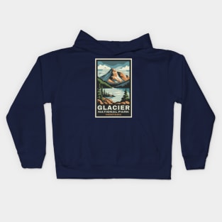 A Vintage Travel Art of the Glacier National Park - Montana - US Kids Hoodie